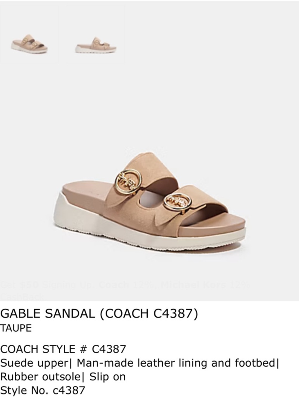 COACH Gable Suede Sandal